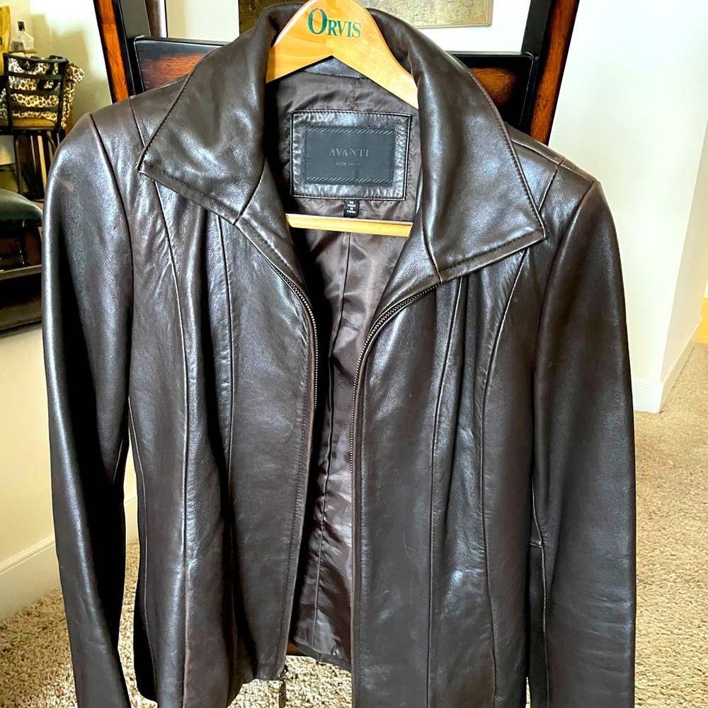 Avanti Brown Leather Jacket Size M